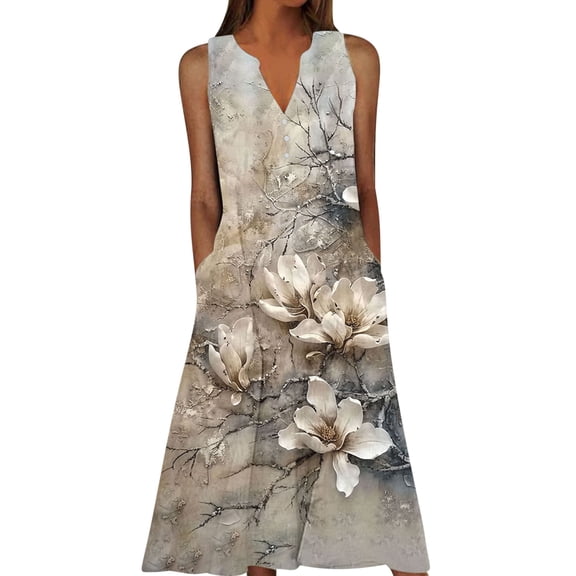 Women Dresses for Special Occasions Summer Casual Dress Gradual Sleeveless Neck V-Neck Long Dress Plus Size Ladies Skirt Party Elegant UK For Prom