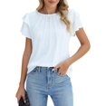 thumbnail image 1 of Women Dressy Casual Tops Business Work Blouses Summer Shirts Short Sleeve Crew Neck Outfits 2025, 1 of 5