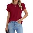thumbnail image 1 of Women Dressy Casual Tops Business Work Blouses Summer Shirts Short Sleeve Crew Neck Outfits 2025, 1 of 5
