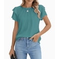thumbnail image 1 of Women Dressy Casual Tops Business Work Blouses Summer Shirts Short Sleeve Crew Neck Outfits, 1 of 7