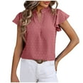 Women Dressy Chiffon Blouses Summer Puff Petal Short Sleeve Shirts V
