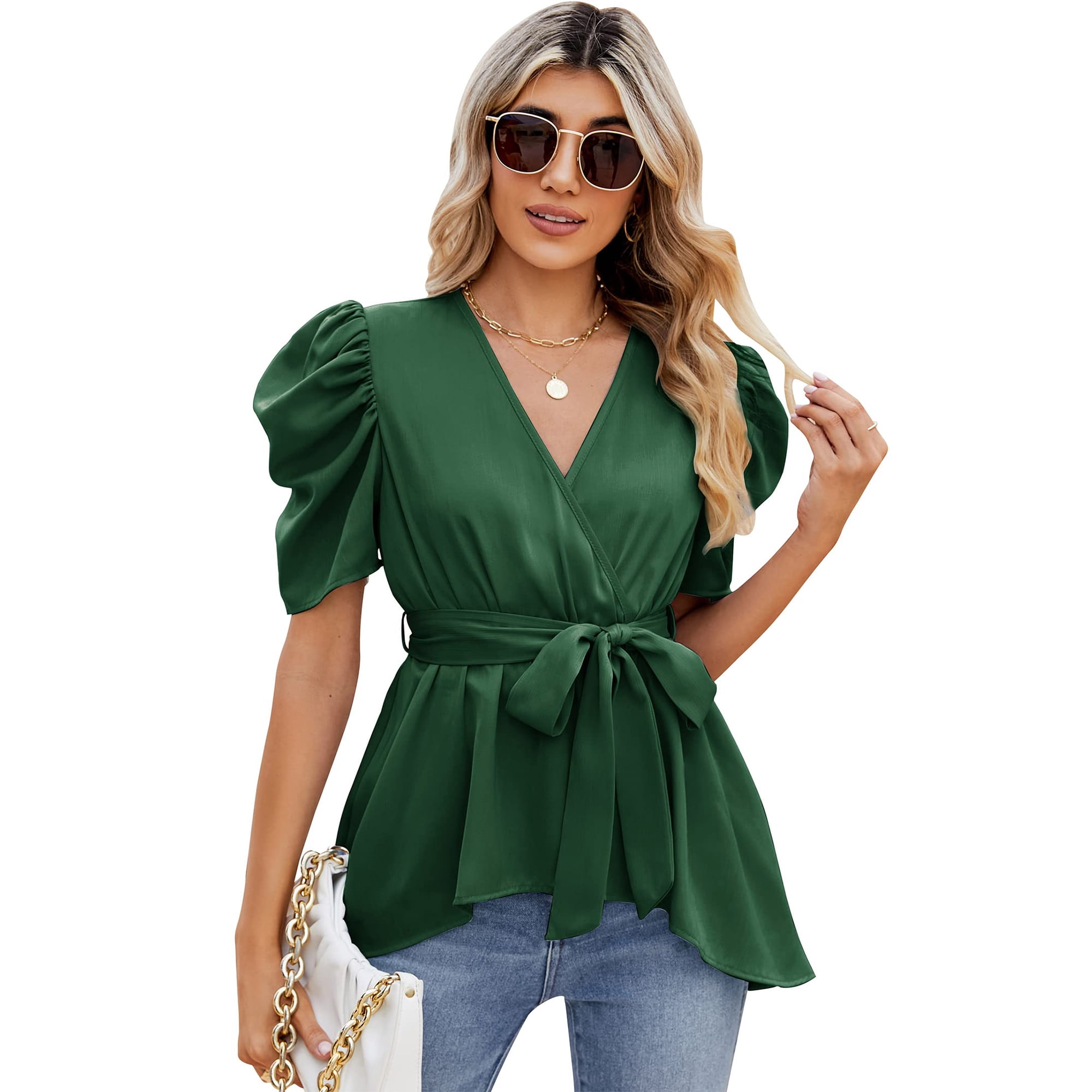 peplum wrap blouse