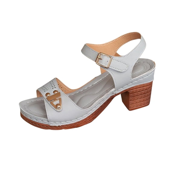 Women Dressy Summer Wedge Sandals, Womens Sandals Open Toe Ankle Strap Platform Wedge High Heels Outdoor Casual Summer Dress Shoes Gray Women Sandal