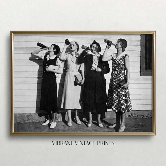 Women Drinking Beer Vintage Bar Poster UNFRAMED PAPER POSTER, Home Decor