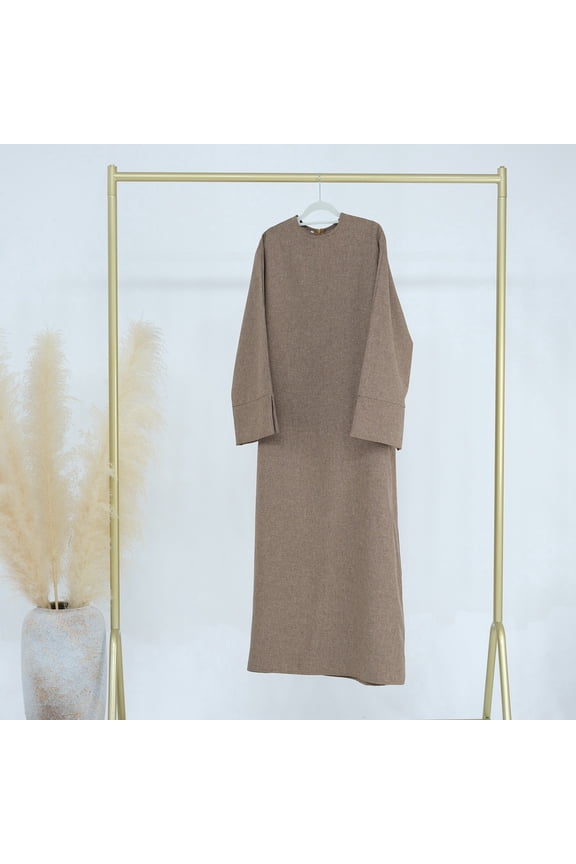 Women Dubai Middle Türkiye Solid Color Casual Loose Plus Size Elegant Dress Robe Flax Tunic Large Toddler Hijab Fashion Summer Skirts Dresses for Women Women Hijab plus Size Women Monk Robes for Men