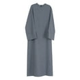 thumbnail image 1 of Women Dubai Middle Türkiye Solid Color Casual Loose Plus Size Elegant Dress Robe, 1 of 2
