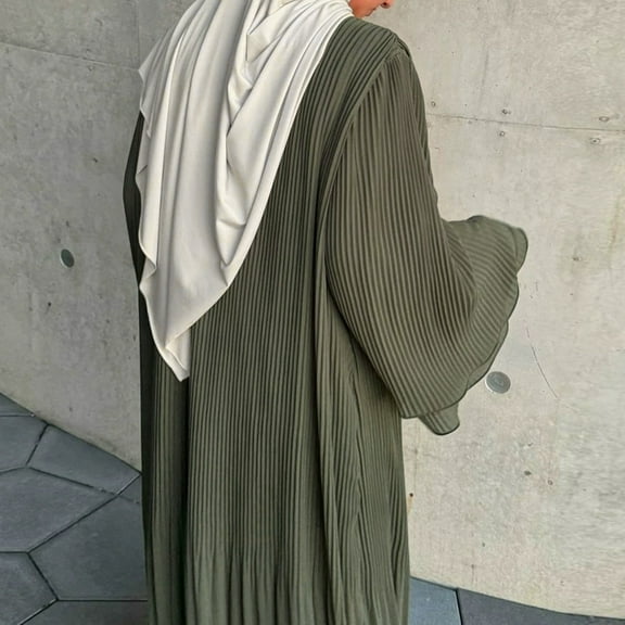 Women Dubai Pullover Robe Chiffon Pleated Middle Solid Color Dress Womens Hijabs Dresses for Women Party Long Sleeve Long Hijab Dresses for Women Fancy Nigerian Dresses for Women Traditional Dresses