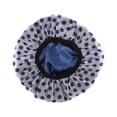 thumbnail image 1 of Women Durable Dots Shower Cap for Bathroom Vacation Hotel Travel Deep Purple Satin EVA, 1 of 2