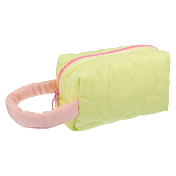 Women Durable Flower Cosmetic Bag for Vacation Camping Outdoor Activities Yellow Polyester