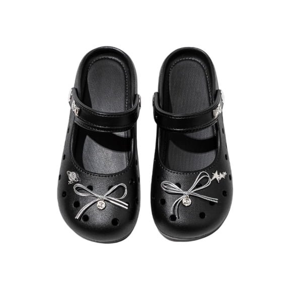 Women EVA Clog Sandals Bow Mary Jane Closed Toe Breathable Non Slip Lightweight Casual Shoes