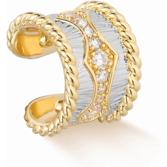 Women Ear Best Cuff Earrings Gold Non Pierced Cartilage Clip on Open Wrap Twist Hoop 14K Gold Expertly Plated Simple Hypoallergenic Everyday Jewelry[e671]