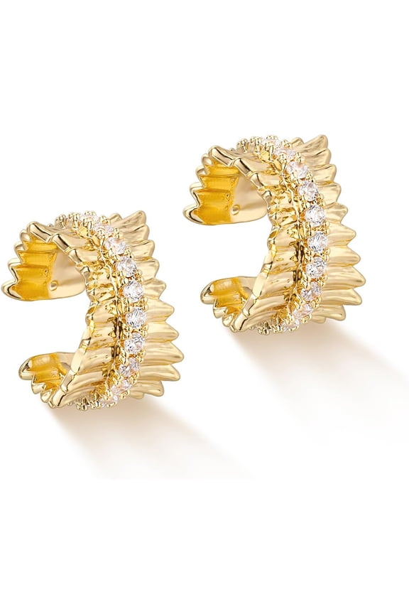 Women Ear Cuff Earrings Gold Non Pierced Cartilage Clip On Open Wrap Hoop 14K Gold Plated Simple Hypoallergenic Everyday Jewelry[Z1]