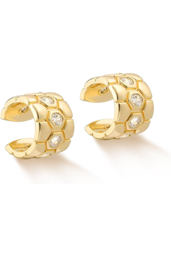 Women Ear Cuff Earrings Gold Non Pierced Cartilage Clip On Open Wrap Hoop 14K Gold Plated Simple Hypoallergenic Everyday Jewelry[Z1]