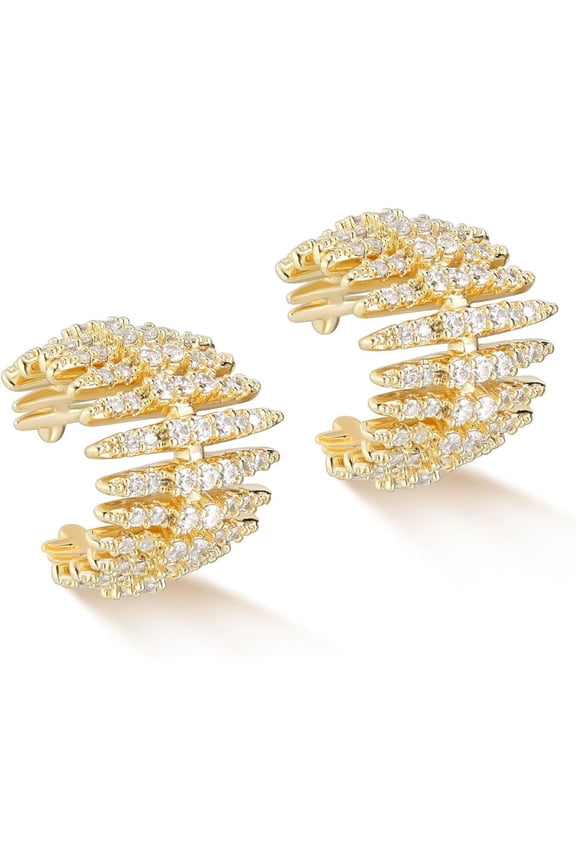 Women Ear Top Cuff Earrings Gold Non Pierced Cartilage Clip on Open Wrap Hoop 14K Gold Plated Simple Hypoallergenic Everyday Jewelry[r009]