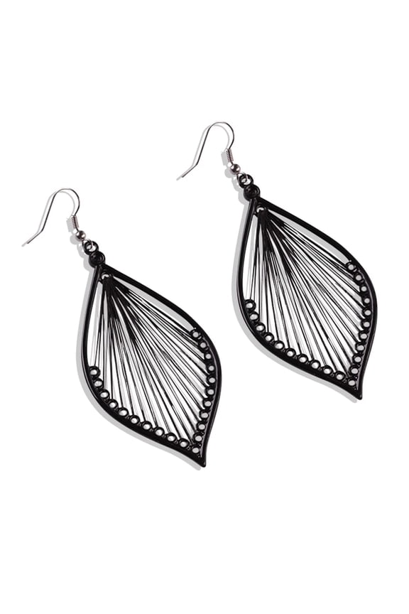 Women Earrings, Exaggerated Leaf Earrings, Easter Earrings, Handmade Woven Silk Thread Leaf Earrings, Dangle Drop Tassel Silver Earrings Women Gifts, Easter Earrings, Black