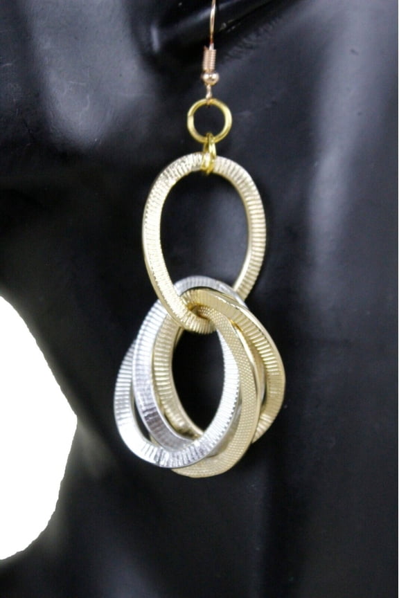 Women Earrings Gold Silver Metal Thick Chain Chunky Links Bold Fashion Jewelry