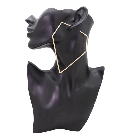 Women Earrings Set Fashion Jewelry Big Hoop Gold Metal Diamond Shape Bling Look
