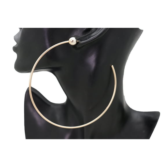 Women Earrings Set Gold Metal Large Open Hoop Fashion Jewelry