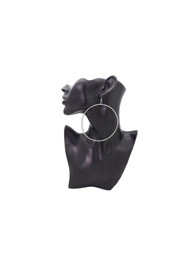 Women Earrings Set Silver Metal Night Club Look Large Hoop Cool Fashion Jewelry