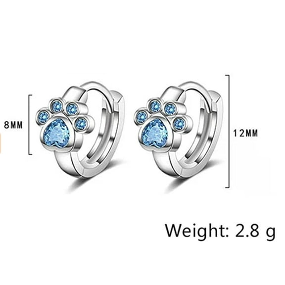 Women Earrings, Sterling Silver Earrings Cute Cat Dog Claw Earrings Womens Earrings Blue Zircon Party Jewelry To Prevent