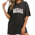 thumbnail image 1 of Women Easter Eggs Mama Graphic Tees Cotton Crew Neck Printed T-Shirt fun Tops Washed T-Shirt Black S-2XL Plus Size, 1 of 5