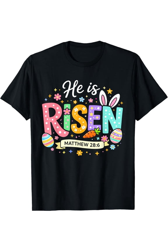 Women Easter He is Risen Jesus Religious Christian T-Shirt