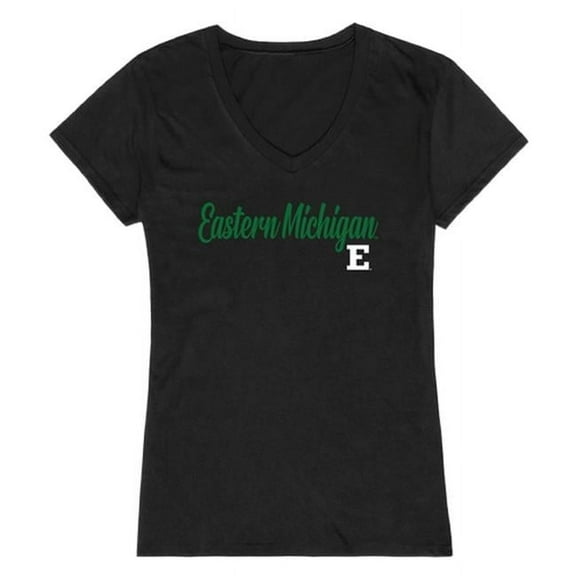 Women Eastern Michigan Eagles Script T-Shirt, Black - Medium