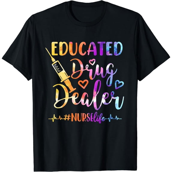 Women Educated Drug Dealer Nurse Life Funny Nurse Heart Beat T-Shirt