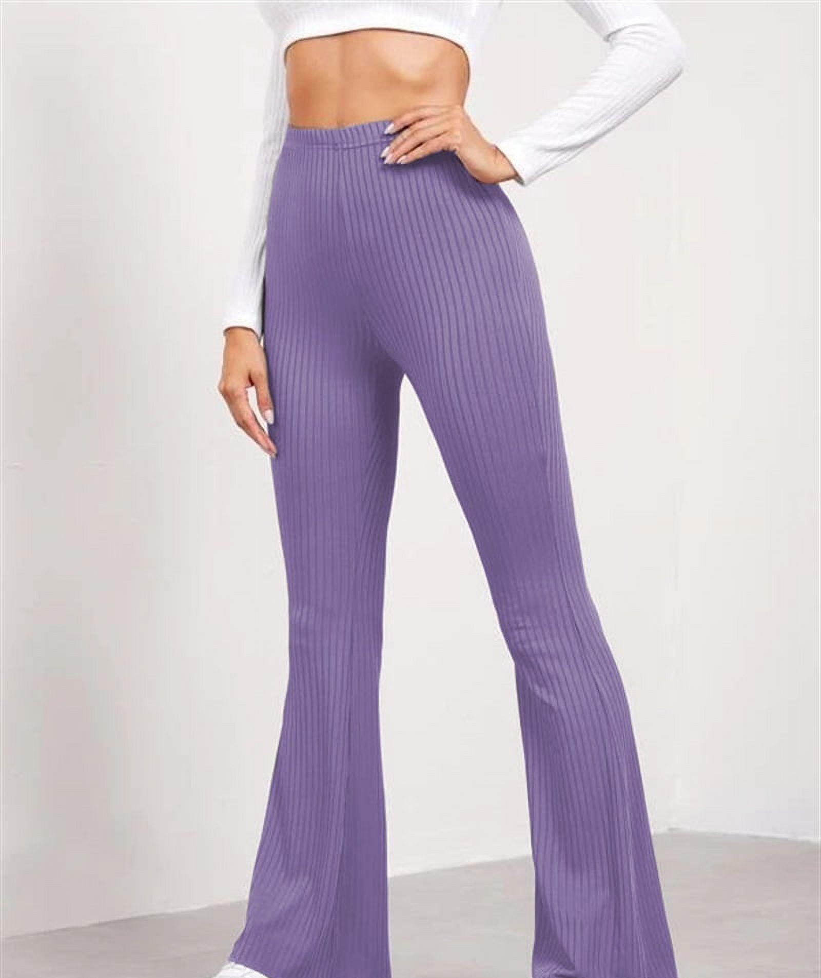 Women Elastic High Waist Flare Pants Bell Bottom Yoga Pants Tummy