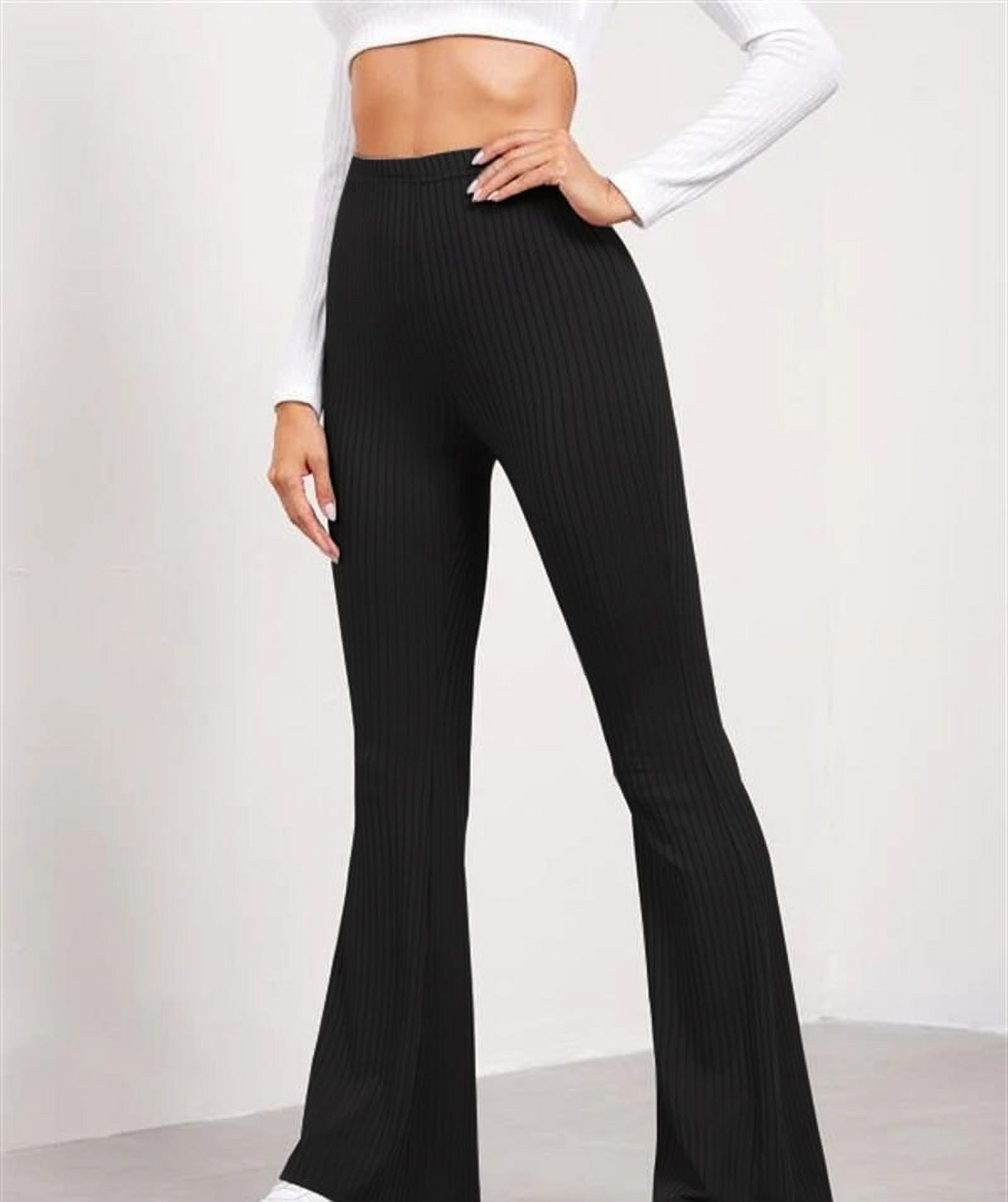 Women Elastic High Waist Flare Pants Ruffle Bell Bottom Yoga Pants