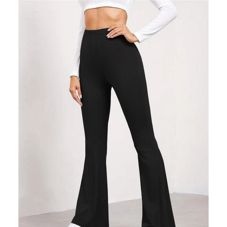 SHEIN PETITE Women'S Flared Pants With Wide Waistband And Star Pattern