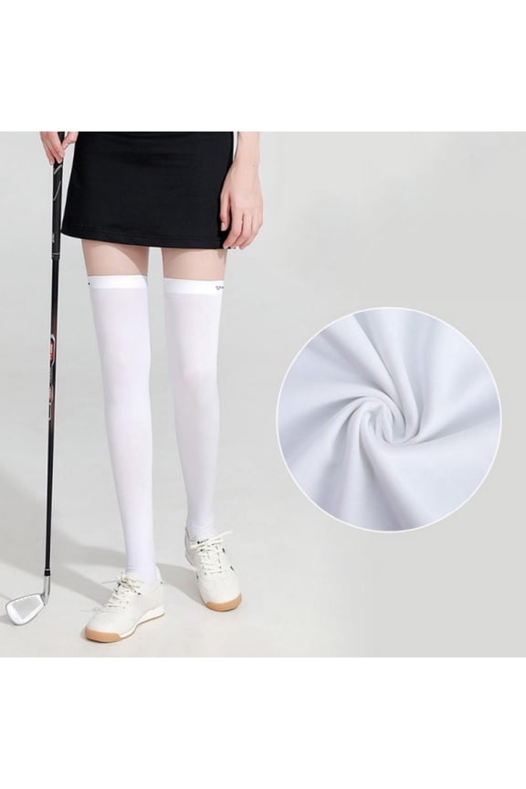 Women Elastic Leg Socks Golf Sun Protection Cool Ice Silk Sport High Knee Socks for Golf Tennis & Outdoor Sports Comfortable A Pair Sock
