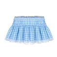 thumbnail image 1 of Womens Elastic Low Waist Checkered Plaids A Line Short Skirt Sweet Lace Trim Pleated Ruffled Maid Short Skaters Skirts, 1 of 7