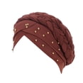 thumbnail image 1 of Women Elastic Solid Color Comfortable Flat Hat Pin Bead Braid Cap Hair Cap Daily Leisure Travel Cap, 1 of 8