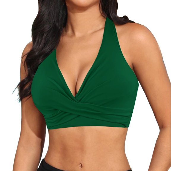 Women Elastic Swimwear Tops Underwire Full Coverage Bikini Top Push Up Swim Crop Top Tie Back Bathing Suit Tops Womens Bathing Suit plus Size Leopard Swimsuit Womens Swimsuit Shorts Two Piece