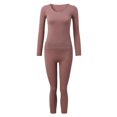 thumbnail image 1 of Women Elastic Thermal Inner Wear Thermal Underwear Warm Elastic Tops Pants Purple One Size, 1 of 6