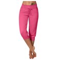 thumbnail image 1 of Women Elastic Waist Casual Pants Knee-Length Capris Loose Drawstring Joggers, 1 of 4