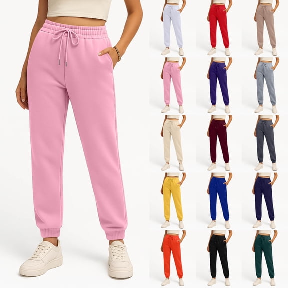 Women Elastic Waist Cuff Pants Trousers Summer Loose Fit Hiking Jogger Pant with Pocket - Comfortable Pants for Outdoor Activities and Holidays,Black,L