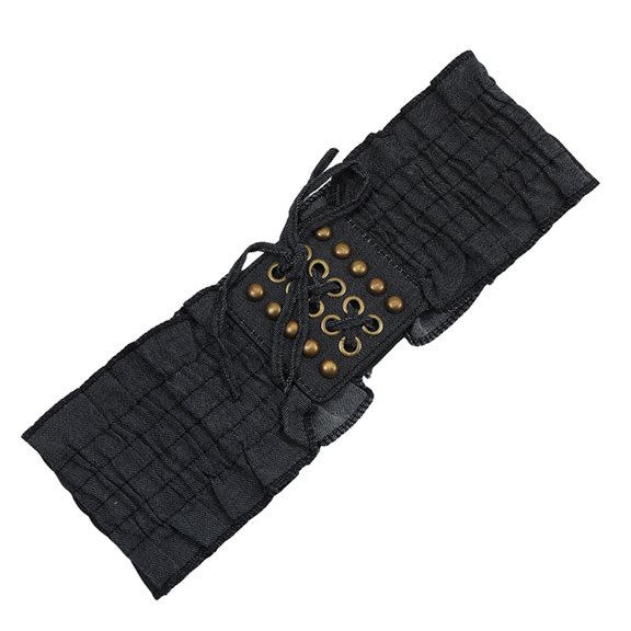 Women Elastic Woven Dress Belt Punk Style Denim Stretchy Corset Wide Edge All-match Retro Fabric Skirt Belt