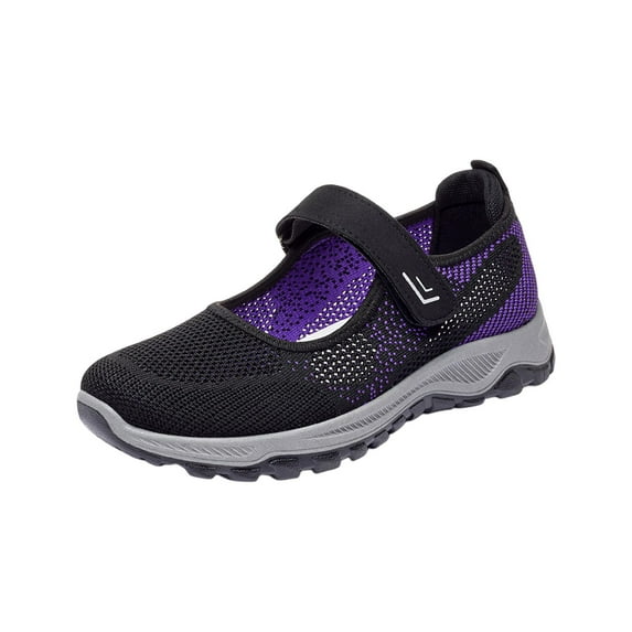Women Elderly Mesh Sneakers Everyday Shoes Lightweight Flats Casual Sports Shoes 40 Black