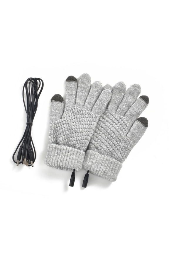 Women Electric Heated Gloves Full Finger Warmer USB Touchscreens Knitted Gloves
