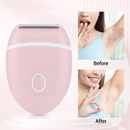 Electric Razor or Women, Cordless Body Hair Trimmer, Bikini Line Shaver with 3 Blades, Detachable Head, Wet and Dry Use, Battery Operated, Easy to Clean for Legs Arm Underarm Private Area, Pink