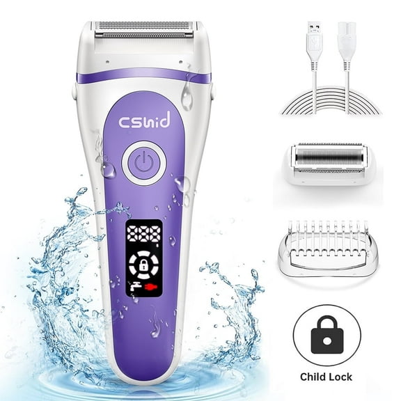 Women Electric Shaver, 3 IN 1 Painless Lady Razor Waterproof Wet & Dry Rechargeable Low Noise Body Hair Remover Epilator Bikini Trimmer Grooming Kit W/ LED Display for Legs Arm Armpit Underarm