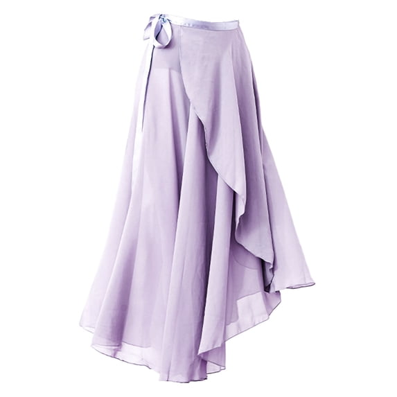 Women Elegant Ballet Skirt Dance Sheer Swing Long Wrap Skirts Over Scarf Tutus with Adjustable Waist Ties for Leotards