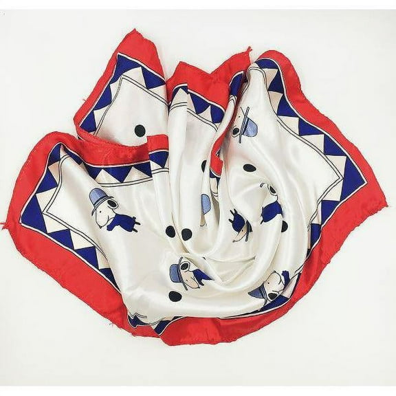 Women Elegant Blue, Red & White Colors with Cartoon Scarf