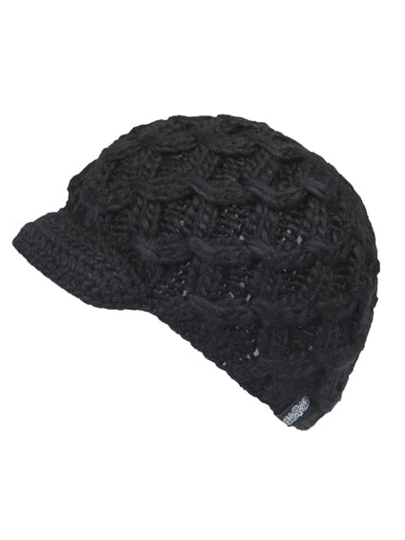 Women Elegant Cable Knitted Cabbie Skull Cap Winter Beanie Hat with Visor