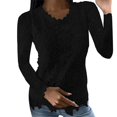 thumbnail image 1 of Women Elegant Casual Shirts Long Sleeve Lace Blouses Boho Floral Crochet Tops Plus Size Crewneck Dressy Tunic Dressy Lightweight Comfy Outfits Going Out Tops Ladies Fashion Trendy, 1 of 3