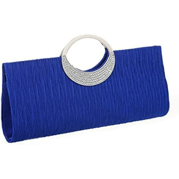 Women Elegant Clutch Purse Rhinestones Pleated Wedding Clutch Handbag Formal Evening Bag Party