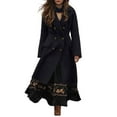 thumbnail image 1 of Women Elegant Double Wool Blend Pea Coat Notch Lapel Color: Black Size: XXXL, 1 of 5