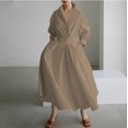 thumbnail image 1 of Women Elegant Dress, Solid Color/ Leopard Cinched Waist Shirt Dress, 1 of 2